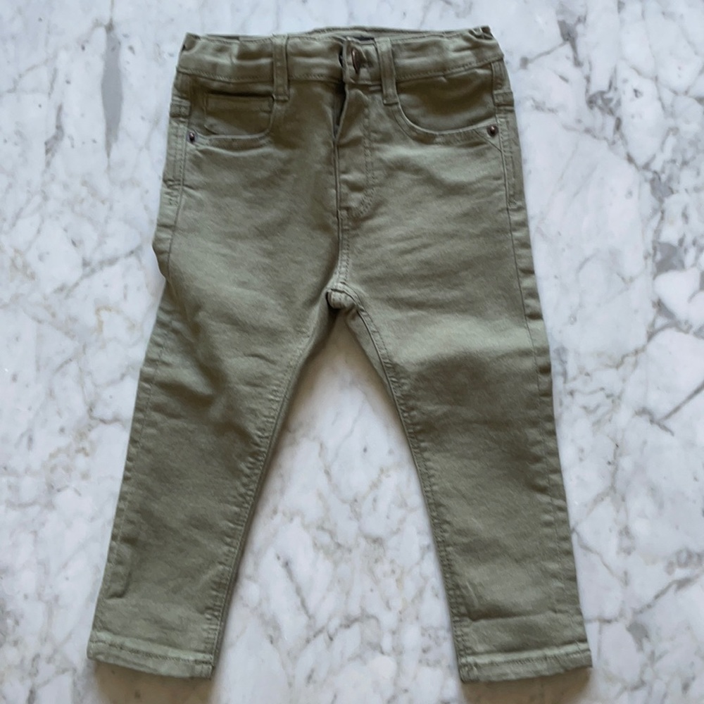 Zara kids green denim jeans skinny 12-18 months